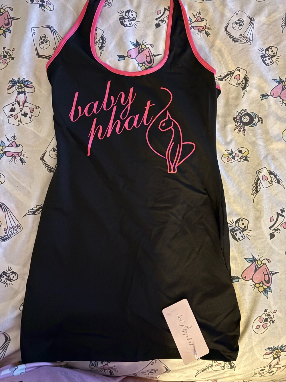 Baby Phat Black Tank Dress with Pink Trim